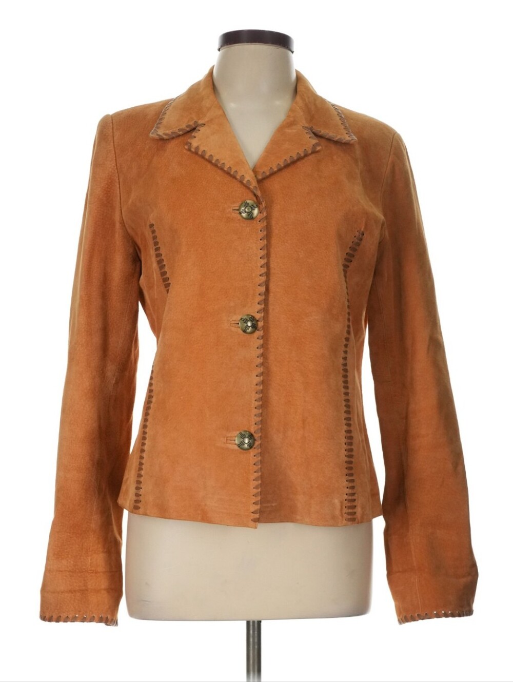 Women's 100% Leather Button-Front Jacket